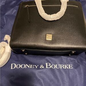Dooney & Bourke Black Leather Saffiano Zip Satchel!